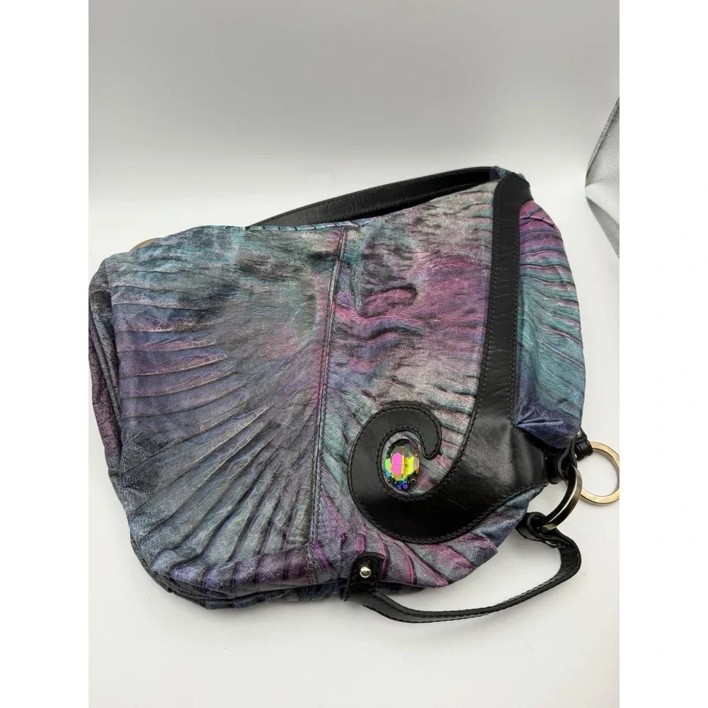 Fendi Iridescent Mermaid Leather Hobo Bag Crystal Rare Made Italy